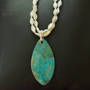 One of a Kind Large Turquoise and shell Necklace